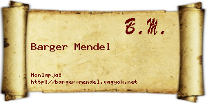 Barger Mendel névjegykártya